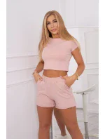 Bavlněná souprava se šortkami tmavě pudrově růžová Bavlněná souprava se šortkami tmavě pudrově růžová