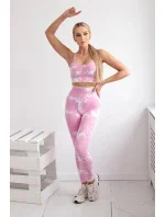 Fitness set model 20129769 legíny push up světle růžová + ecru - K-Fashion Fitness set model 20129769 legíny push up světle růžová + ecru - K-Fashion