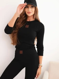 Dámská souprava bavlněná s dlouhým rukávem a legínami černý