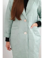 Dámská bunda Plus Size prošívaná s ozdobnými knoflíky a límcem tmavě mátová Dámská bunda Plus Size prošívaná s ozdobnými knoflíky a límcem tmavě mátová