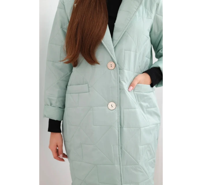 Dámská bunda Plus Size prošívaná s ozdobnými knoflíky a límcem tmavě mátová Dámská bunda Plus Size prošívaná s ozdobnými knoflíky a límcem tmavě mátová