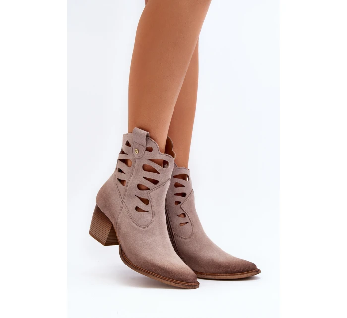 Kožené boty s výstřihy Maciejka 06412-04 Beige Kožené boty s výstřihy Maciejka 06412-04 Beige