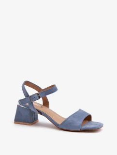Dámské sandály na eko semišovém bloku, modrá Leisha