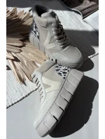 Dámské kotníkové boty na platformě z pravé kůže Vinceza – béžové