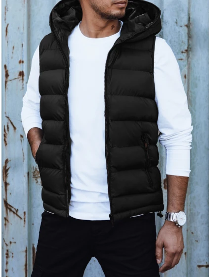 Pánská prošívaná vesta s kapucí černá Dstreet model 21979564 - FashionStreet Pánská prošívaná vesta s kapucí černá Dstreet model 21979564 - FashionStreet