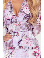 Šifonové dámské šaty s širokou gumou a vzorem růží model 18485678 - numoco