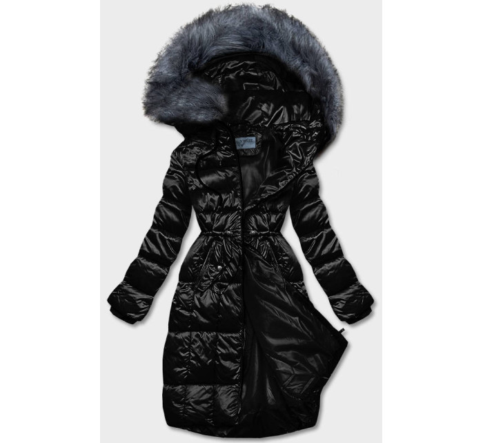 Černá metalická dámská zimní bunda (B8073-1)