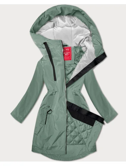 zateplená světle zelená dámská bunda s kapucí model 20930843 - LHD
