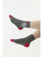 Dámské ponožky 113 šedé s kočkou