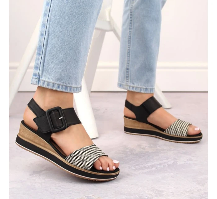 Remonte W RKR646 kožené sandály na platformě