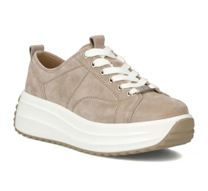 Dámské kožené boty na platformě béžové Filippo DP6795 Dámské kožené boty na platformě béžové Filippo DP6795