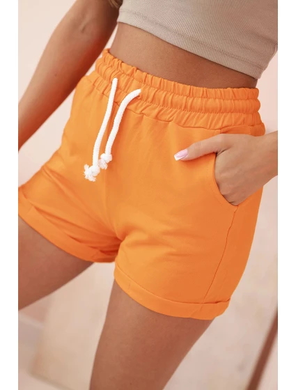 Dámské bavlněné kraťasy s gumou a šňůrkou v pase oranžové Dámské bavlněné kraťasy s gumou a šňůrkou v pase oranžové
