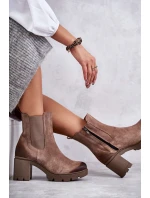 Dámské semišové boty na platformě Béžove model 21598697 - Boto