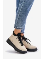 Lehká Kožená Sportovní Obuv Na Platformě Béžová model 21673227 - Artiker Lehká Kožená Sportovní Obuv Na Platformě Béžová model 21673227 - Artiker