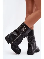 Dámské kotníkové boty s límcem zateplené s přezkami černé model 21788174 - Boto