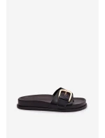 Ženské pantofle s zlatým sponou Černé model 21960827 - Boto