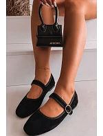 Černé baleríny s páskem a zlatou sponou Kelisa