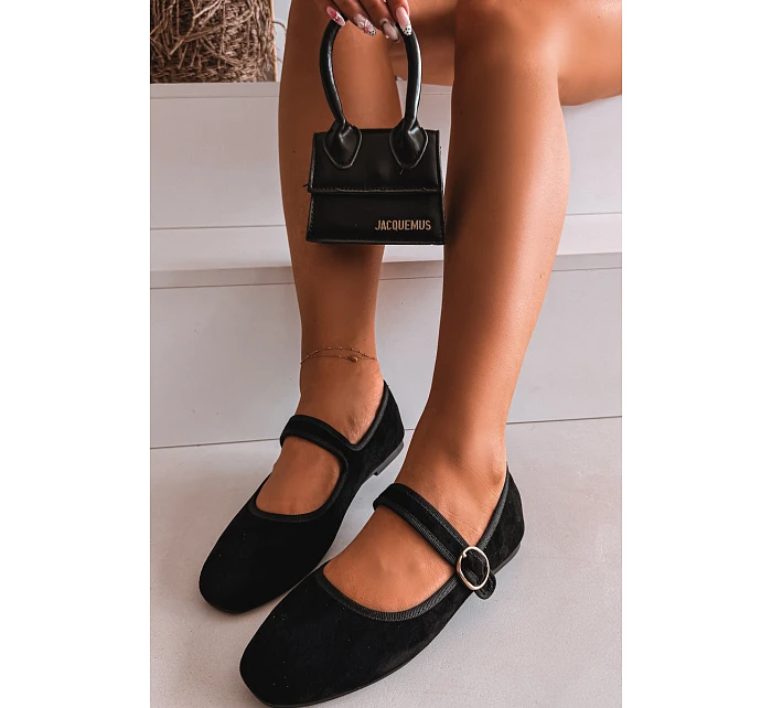 Černé baleríny s páskem a zlatou sponou Kelisa