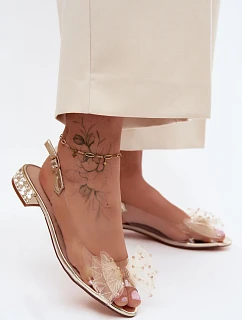 Dámské sandály průhledné s mašlí D&A MR61-9001 zlaté