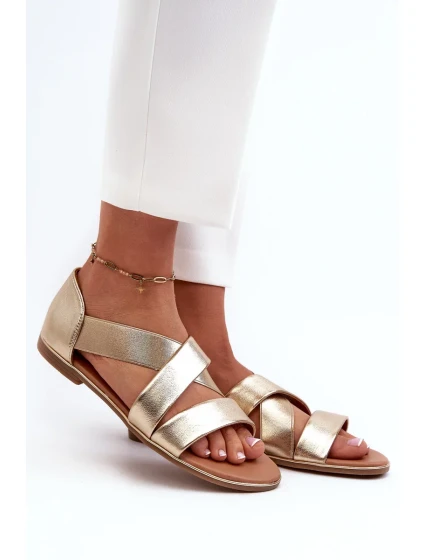 Kožené sandály se stahovací šňůrkou, zlatá Puglia Kožené sandály se stahovací šňůrkou, zlatá Puglia