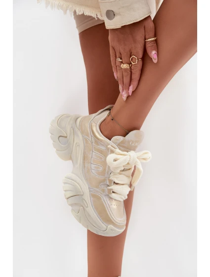 Dámské kožené tenisky GOE – zlaté Dámské kožené tenisky GOE – zlaté