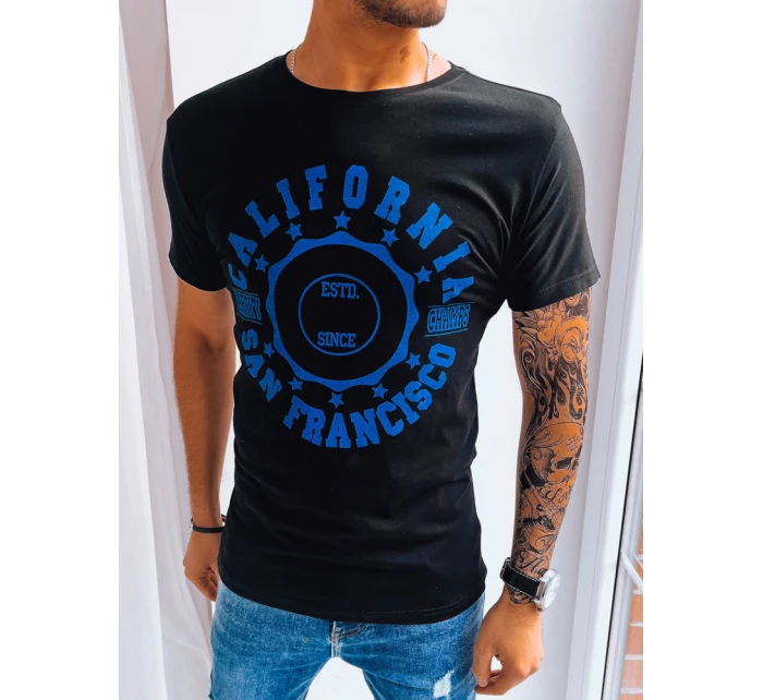 Pánské tričko s potiskem černé Dstreet RX5085 Pánské tričko s potiskem černé Dstreet RX5085