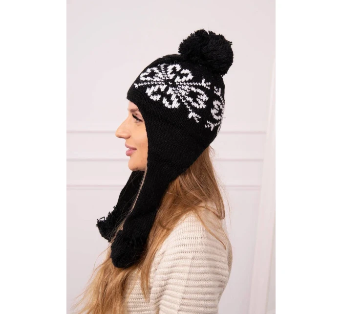 Dámská klapka na uši černá model 20536197 - K-Fashion Dámská klapka na uši černá model 20536197 - K-Fashion