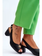 Módní kožené sandály na podpatku Černé model 21613315 - EVENTO Módní kožené sandály na podpatku Černé model 21613315 - EVENTO