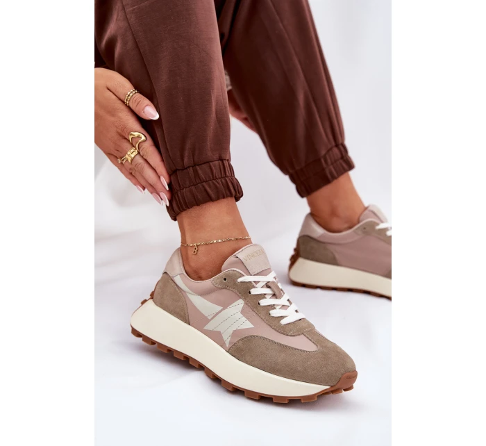 Dámské Sportovní Boty Z Semiše Na Platformě Vinceza 66720 Béžové