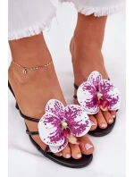 Dámské Pantofle Na Podpatku Se Umělou Květinou Černé Reyi Dámské Pantofle Na Podpatku Se Umělou Květinou Černé Reyi