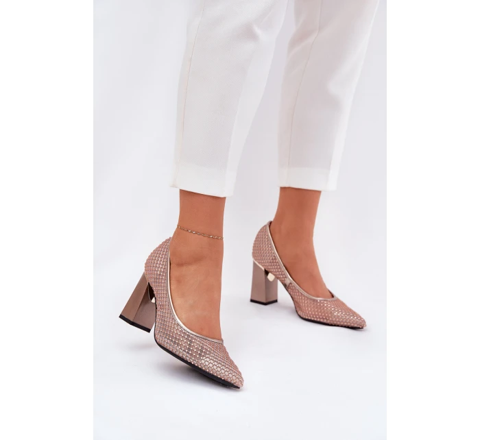 Síťované Lodičky Na Podpatku Béžové model 21690136 - VINCEZA