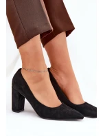Eko Semišové Lodičky Na Podpatku Černé model 21690591 - Boto
