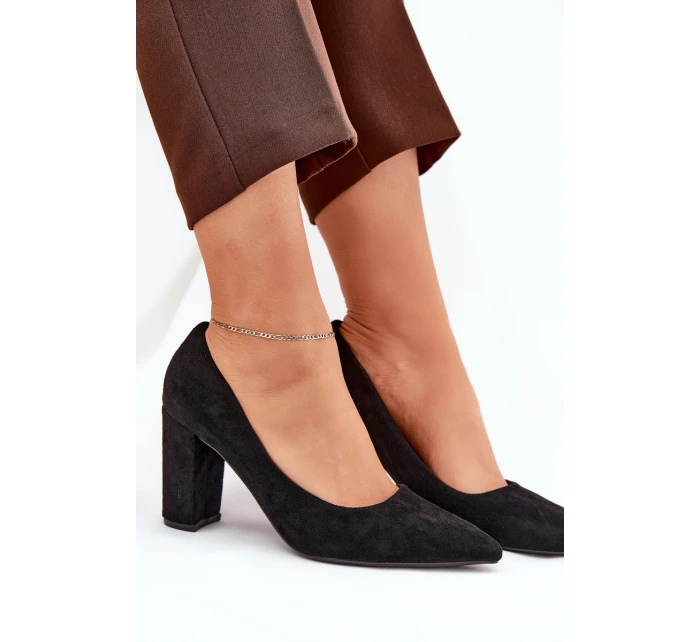 Eko Semišové Lodičky Na Podpatku Černé model 21690591 - Boto
