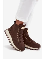 Zateplené dámské trapery na platformě hnědé model 21712197 - Boto