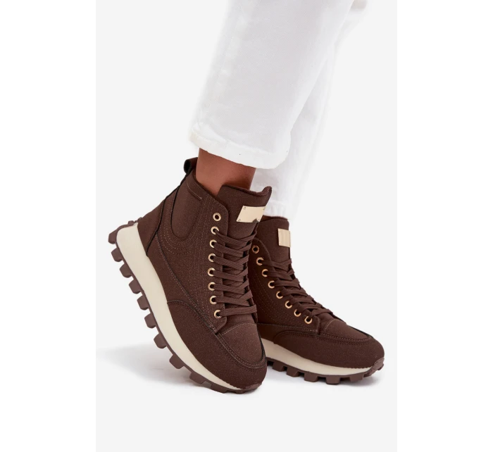 Zateplené dámské trapery na platformě hnědé model 21712197 - Boto