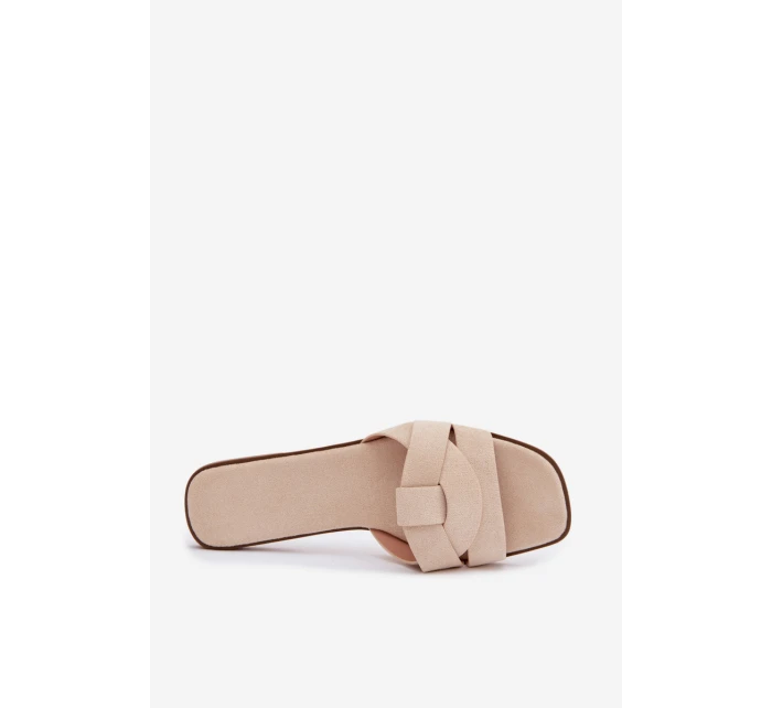 Dámské ploché sandály s Eko semišové světle béžové model 21943332 - Boto