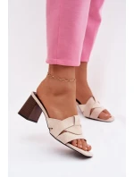 Dámské lodičky na podpatku s pásky Eko semiš Béžové Corivelle