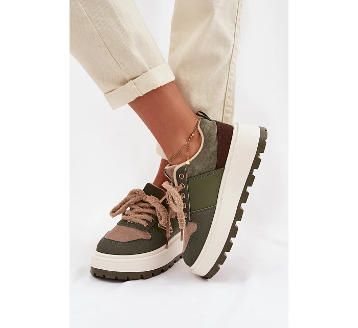 Zateplené dámské tenisky na platformě Zelená Florinda