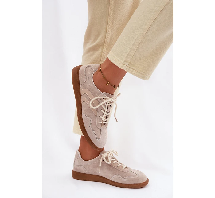 Dámské kožené semišové tenisky nízké béžové model 22100202 - Boto Dámské kožené semišové tenisky nízké béžové model 22100202 - Boto