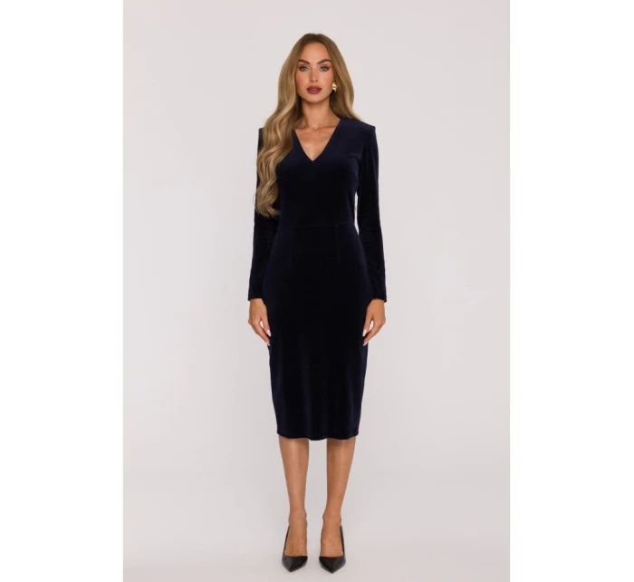 model 21479332 Sametové šaty na tělo tmavě modré - Moe model 21479332 Sametové šaty na tělo tmavě modré - Moe