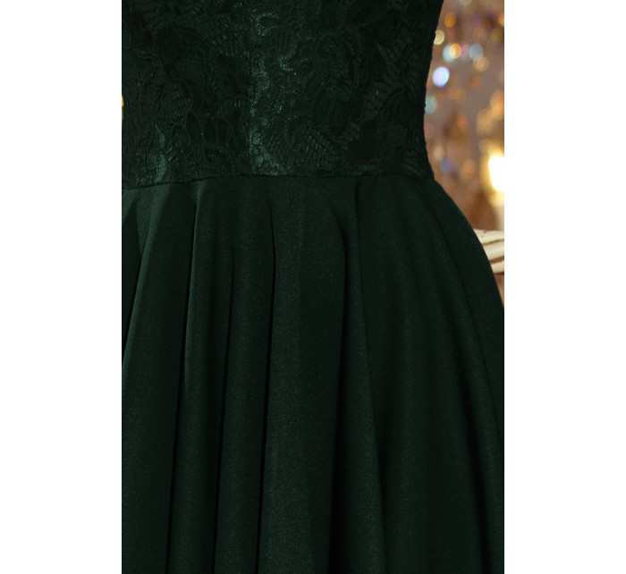 Šaty s krajkovým výstřihem Numoco NICOLLE - zelené
