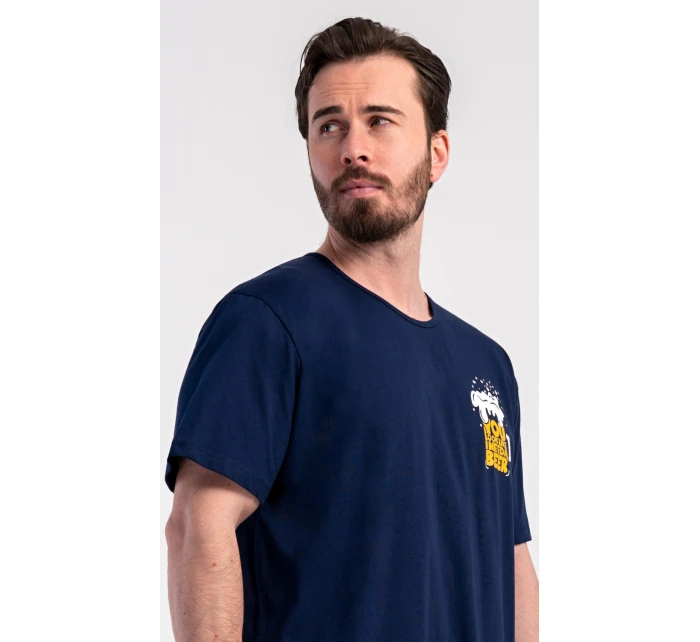 Pánská noční košile s krátkým rukávem Pivo Tmavě modrá - Vienetta