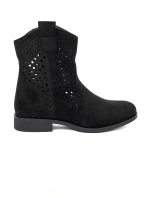 Výborné dámské  kotníčkové boty černé bez podpatku