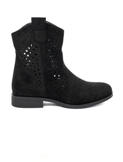 Výborné dámské  kotníčkové boty černé bez podpatku