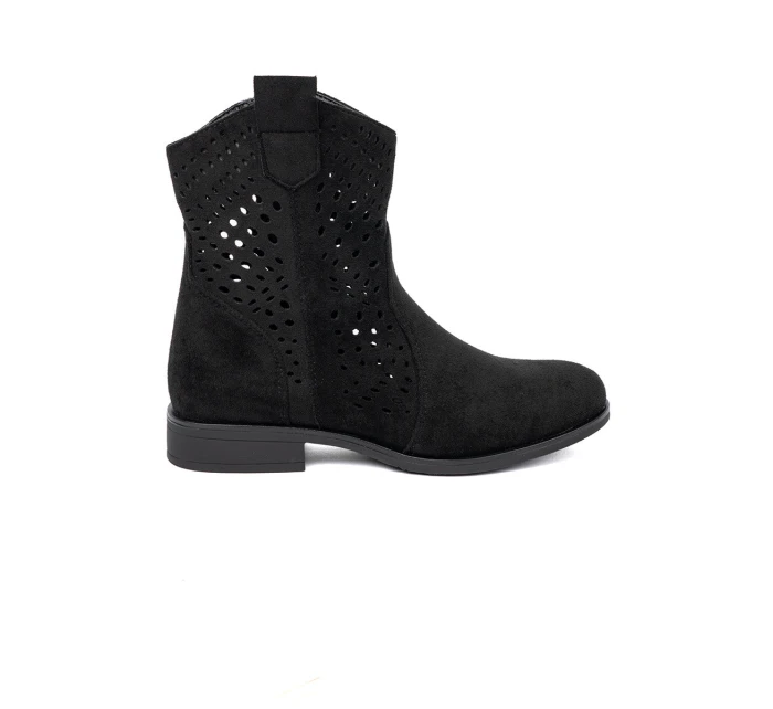 Výborné dámské  kotníčkové boty černé bez podpatku