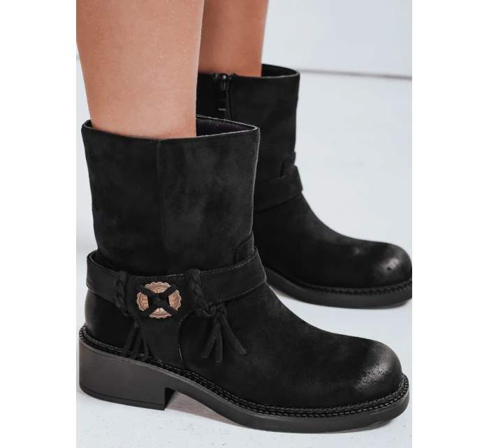 Dámské semišové kozačky černé Dstreet ZY1097 Dámské semišové kozačky černé Dstreet ZY1097