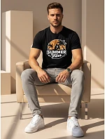 Pánské tričko s potiskem Summer Vibes černé FashionStreet NX044R