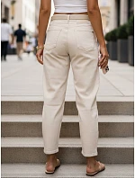 Dámské kalhoty v barvě ecru FashionStreet UY3089 Dámské kalhoty v barvě ecru FashionStreet UY3089
