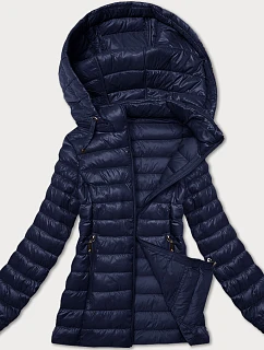 Tmavě modrá dámská prošívaná bunda s kapucí model 20840768 - J.STYLE