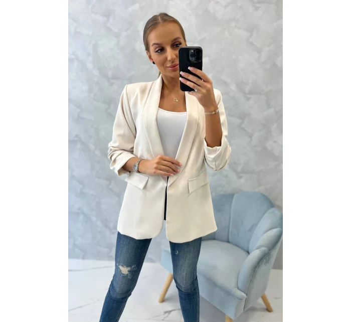 Sako s klopami elegantní světle béžové Sako s klopami elegantní světle béžové